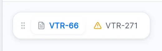 The form tabs: VTR-66 selected, and VTR-271 with an amber triangle because it hasn't been opened.
